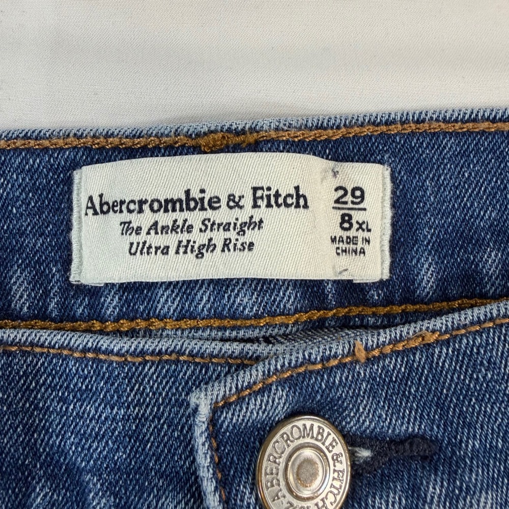 Abercrombie & Fitch Ankle Straight Ultra High Rise Distressed Jeans Blue 29 8XL - Picture 3 of 8